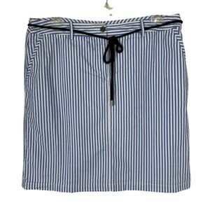 Talbots Woman Skirt Blue White Striped Cotton Plus Size 14W Coastal Nautical